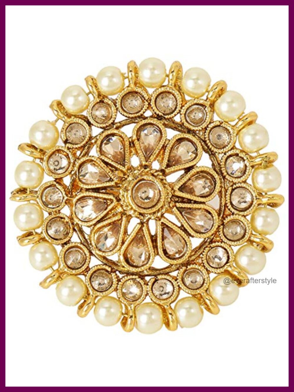 Statement Big Cocktail Ring Faux Kundan CZ Rhinestone